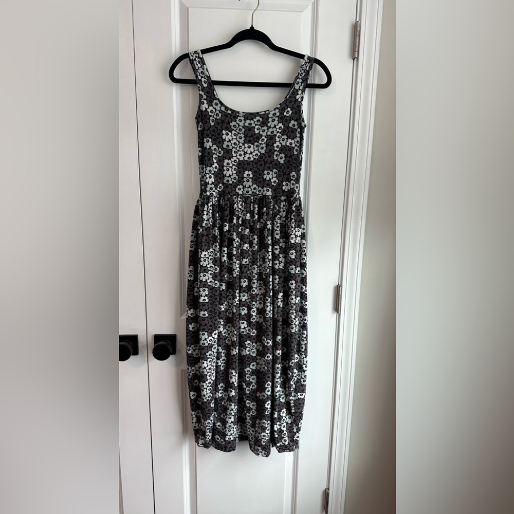 Anthropologie Black and White Floral Midi Dress